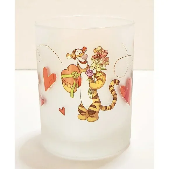 Winnie The Pooh Tigger Piglet VALENTINE'S DAY Frosted Glass Candle Holder 4.25" - Picture 9 of 12